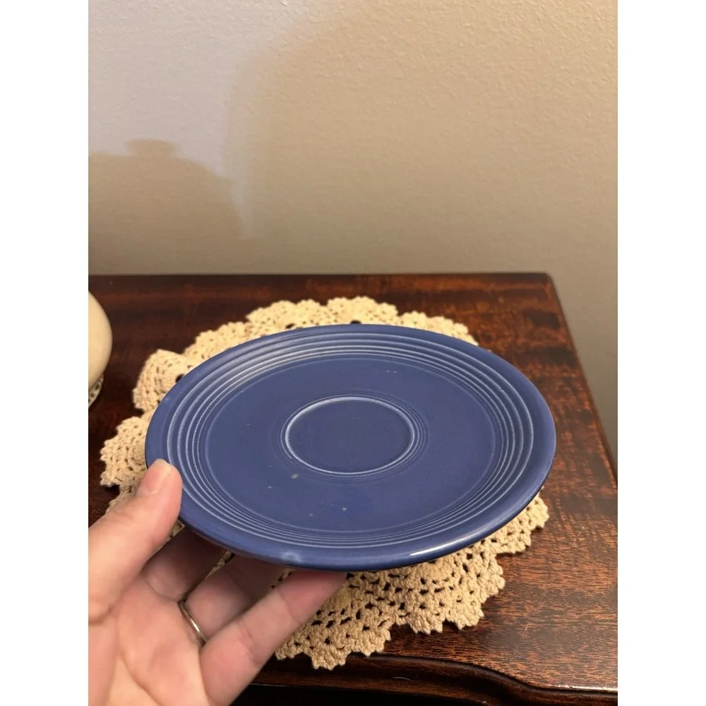 Set of 4 Fiesta Cobalt Blue Saucers Plates one vintage - Picture 11 of 13